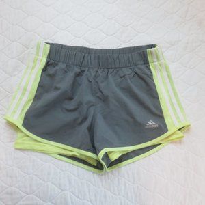 ADIDAS Womens Grey Neon Built-in Short Trefoil Climalite Athletic Shorts Small